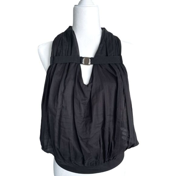 FERRAGAMO Black Halter Neck Top in Cotton Voile - Picture 11 of 11